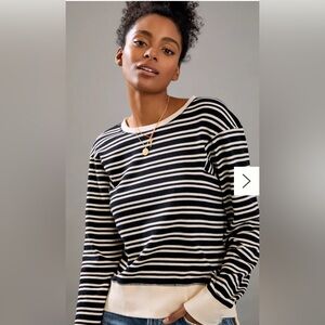 Anthropologie Maeve Diane Black & White Striped Pullover Top small